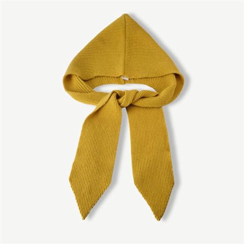 Women Solid Color Crochet Hooded Scarf Hat for Skiing Hiking l Lady Windproof Shawl Hat with Ear Flap4