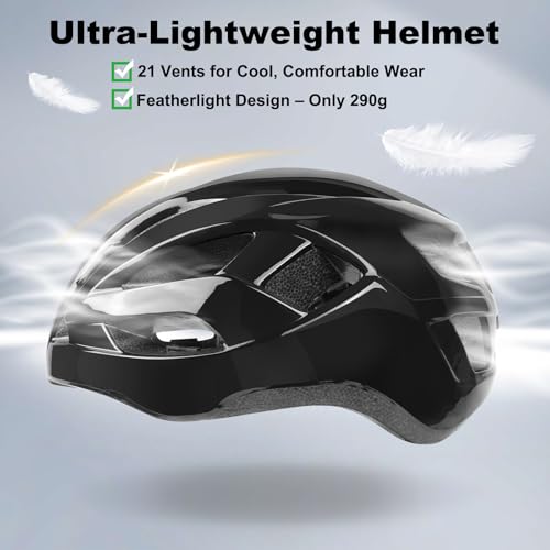 Bike Helmet Adult for Men, Lightweight Ebike Helmet with LED Light & Magnetic Goggles, USB Charging Cable Included, Cycl - Additional View