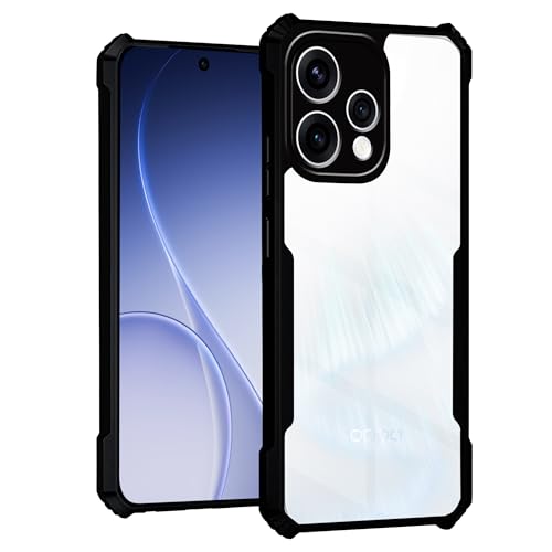 Image of Amazon Brand - Solimo Clear Back Cover Case for Oppo Reno 15 5G | 360 Degree Protection | Transparent Back Cover Case for Oppo Reno 15 5G (PC & TPU, Black Bumper)