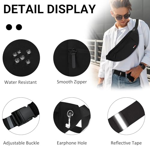 Image of MAXTOP Super Large Black Fanny Pack Sling Bag for Men Women Crossbody Sling Chest Bag for Travel Cycling Hiking Climbing