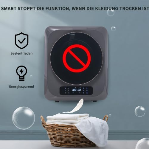 Secado sin gérmenes con luz ultravioleta: secadora de acero inoxidable para montaje en pared (3-4 kg, 850 W, 60 dB silencioso), 6 programas, especialmente adecuada para ropa de bebé, alérgicos e