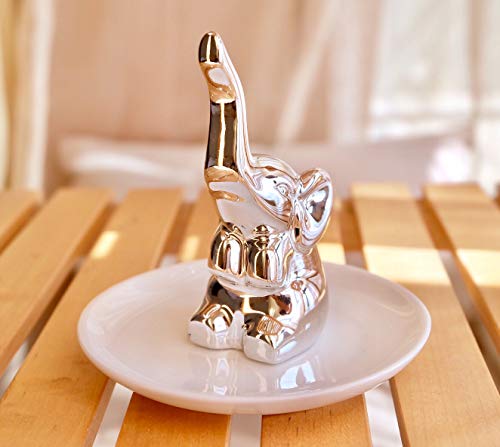 Image of PUDDING CABIN Elephant Ring Holder - Womens Birthday Gift - Good Luck Elephant Gift for Women, Girls, Bedroom or Vanity Decor, Chrismtas Mothers Day Valentines Wedding Gifts Ideas