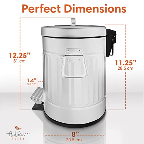 Image of Autumn Alley, Farmhouse Bathroom Trash Can - White Trash Bin with Lid and Pedal - White Garbage Bin for Rustic Bathroom, Farmhouse Kitchen Trash Can, Country Home Decor, 5L, 1.3 Gallon