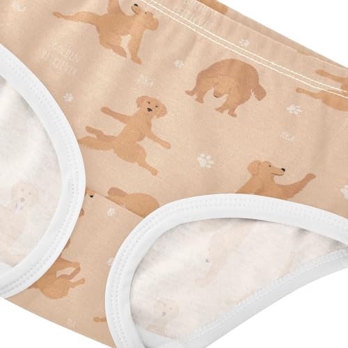 Wusikd Yoga Dogs Poses Girls' Underwear Cotton Golden Retriever Girls Briefs Soft Toddler Underwear 3T4
