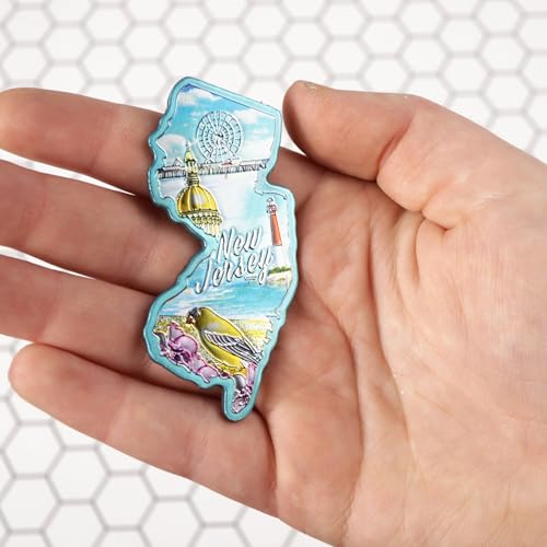 Imán decorativo estado Nueva Jersey 1.75 x 2.75 pulgadas miniatura 5