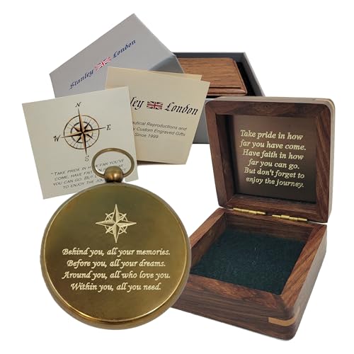 Engraved Compass for Son, Grandson | Personalized Baptism Gifts for Boys | Graduation Gift for Him (FBA - Behind You)