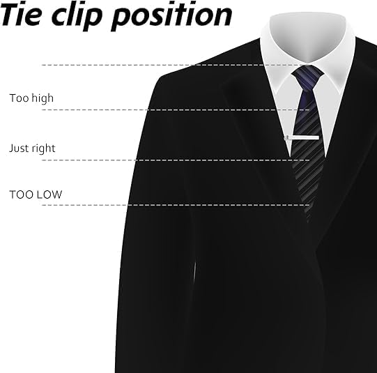 Tie Clips For Men, Silver, 3 Pcs Set