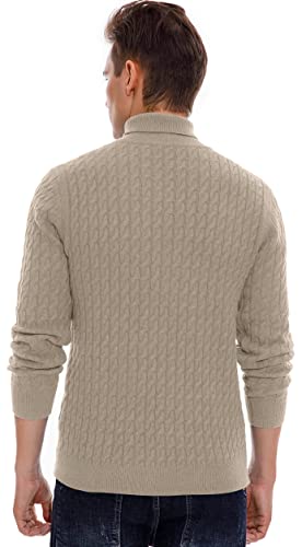 Sailwind Men's Twisted Knitted Turtleneck Sweater Casual Soft Pullover Sweaters For Men Us Medium Khaki #TOP3