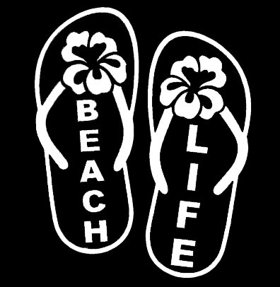LLI Beach Life Flip Flops Decal Vinyl Sticker | Cars Trucks Vans Walls Laptop | White | 5.5 x 4.4 in | LLI776