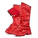 sexytag Slouchy Boots for Women Platform Mid Calf Fold Over Boots Ruched Detachable Snap Button Block Chunky Heel Shark Booties Lug Sole Round Toe Pull On Western Fall Fashion Boot Red Size 10