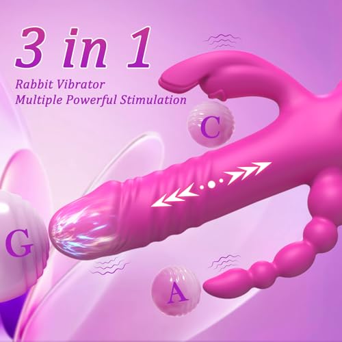 Image of Thrusting Dildo Vibrator Sex Toys for Women, G Spot Anal Rabbit Vibrators Adult Sex Toys with 7 Powerful Speeds & 7 Vibrating Modes Upgrade Silicone Waterproof Rechargeable,Rose