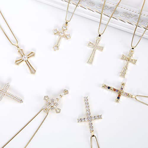 Biface Cross Necklaces For Women Jewelry Necklaces For Teen Girls Women 16K Gold Plated Cross Pendant Choker Necklace Valentine's Day Jewelry Gifts For Women Girls Gold C02 #TOP4