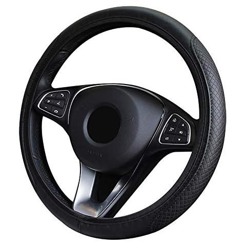 Pirhosigma Steering Fashion Style Wheel Cover Microfiber Leather Anti-Slip Universal Car Steering Wheel Cover Faux Leather for Car Accessories Auto Car Without Inner Ring (Black) Cover