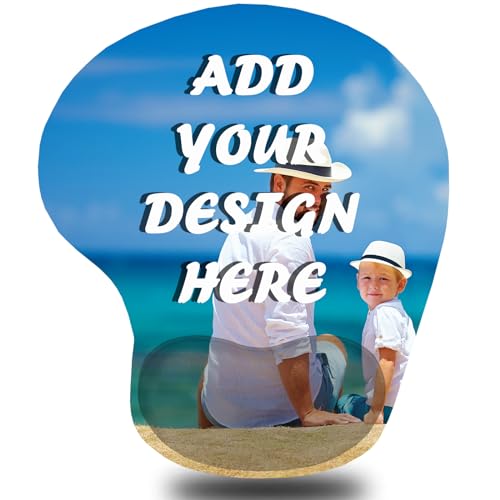 Tappetino per mouse personalizzato con supporto per il polso, tappetino per mouse ergonomico personalizzato, aggiungi foto e testo personalizzati, base antiscivolo, comodo cuscino in gel per ufficio e