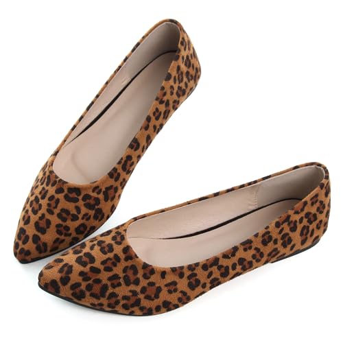 Image of Dear Time Women's Pointed Toe Ballet Flats Simple Casual Office Work Flats Slip-on Comfortable Shoes