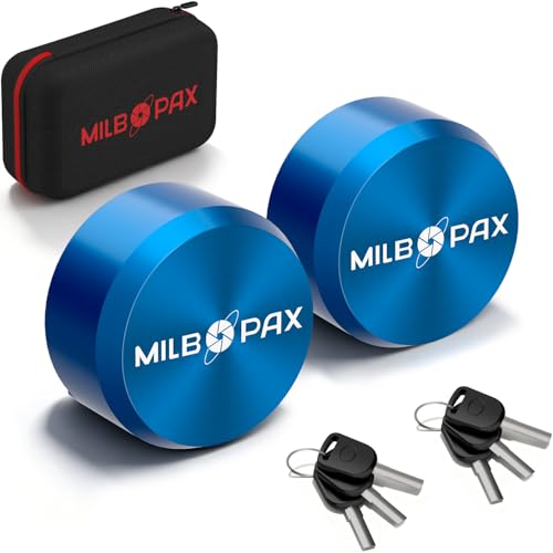 Trailer Door Lock Keyed Alike Puck Locks for Trailers Vans & Sheds Push-to-Lock Mechanism Hidden Shackle Design Heavy-Duty Enclosed Trailer Locks (Blue 2 Pack 6 Keys)