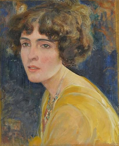 Pintura en lienzo premium de retrato clásico de mujer de 60x90cm para salón