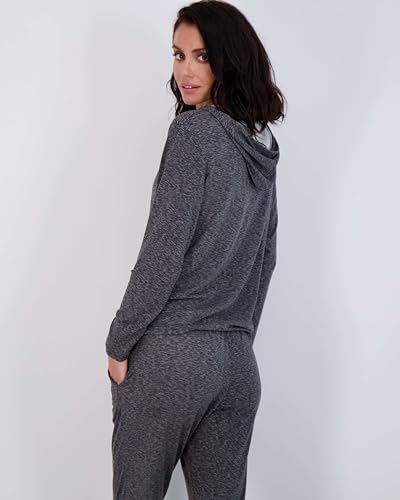 Image of Real Essentials 2 Pack: Women's Soft Long Sleeve Sleep Set - Comfortable Lounge Pull Over Hoodie and Henley Jogger