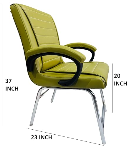 Image of Special Director Principal Manager Office Visitor with arm Rest with Double Pipe Frame and Cushioned seat Back (1, Green, H Frame)