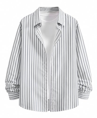Image of IndoPrimo Men's Striped Shirt for Man | Premium Slim Fit Full Sleeve Formal Casual Shirt | Button-Down Cotton Shirt for Office Cotton Shirt for Men Stylish