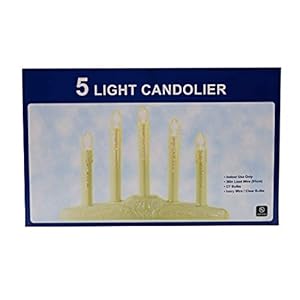 Creative hobbies 5 light electric candolier indoor christmas candle lamp ivory plastic with clear c7 incandescent light bulbs  urban country home decor