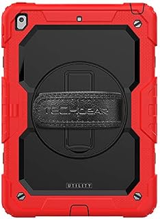 TECHGEAR UTILITY Case fits Apple iPad 10.2" 2021 2020 / 2019 [9th / 8th / 7th Generation] Tough Rugged HEAVY DUTY Armour Shockproof Case 360 Degree Rotating Stand, Hand and Shoulder Strap Case - Black