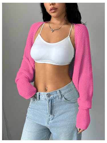 Image of GORGLITTER Women's Open Front Cropped Cardigan Bolero Sweater Lightweight Long Sleeve Shrug Knit Top
