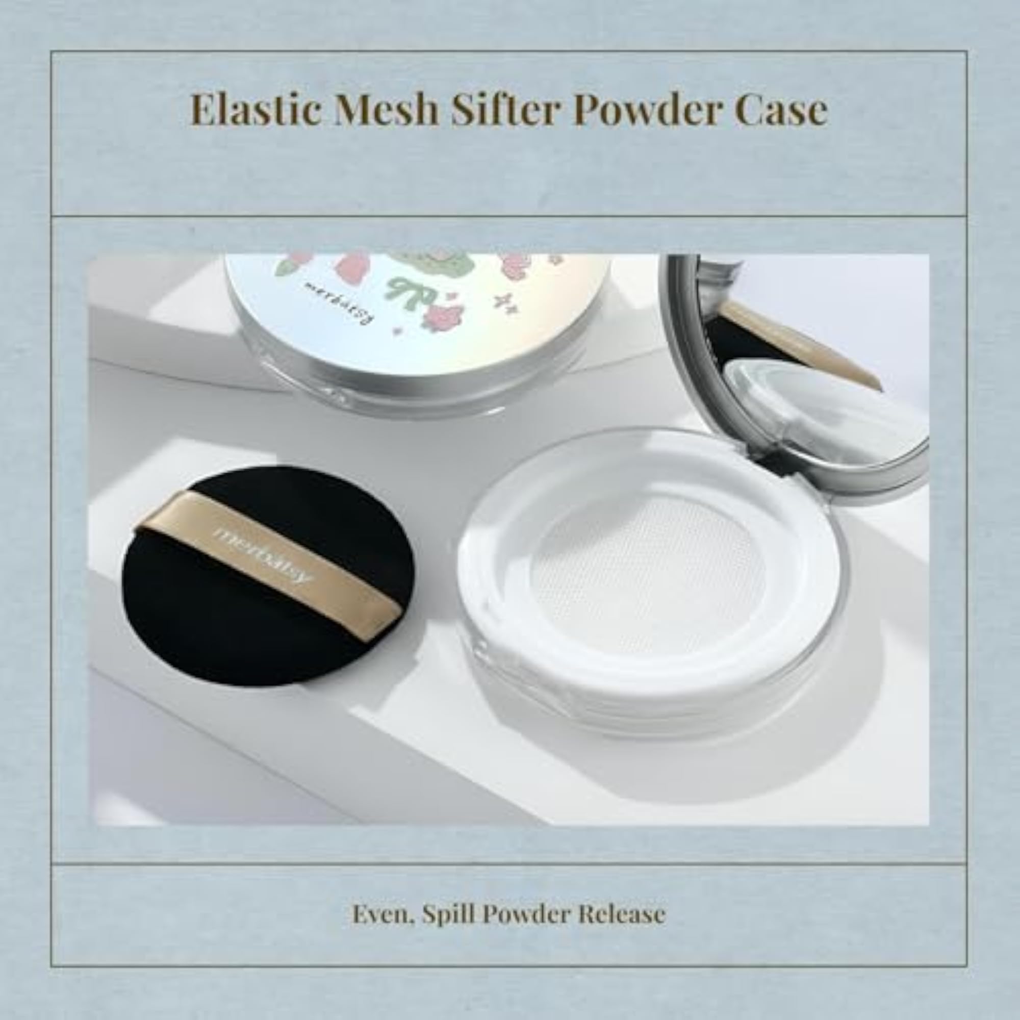 Club Bollywood Powder Container, Portable Elastic Mesh Sifter with Mirror