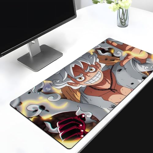 Image of One Piece Monkey D. Luffy Anime Large Extended Mouse Pad for Laptop Desktop PC Gaming Desk Mat Rubber Base Desk Pad