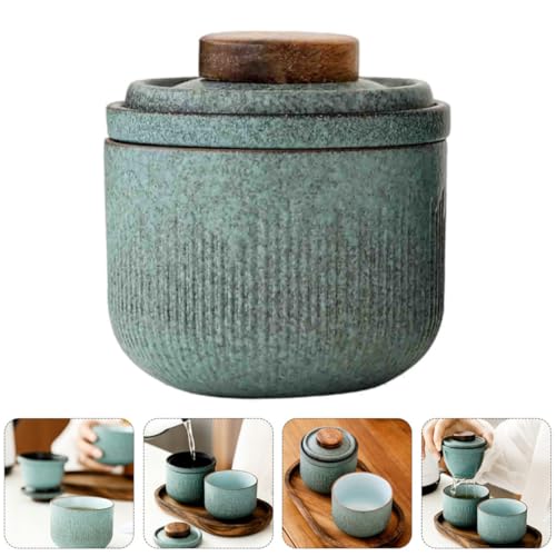 Juego de té portátil de cerámica verde para evitar caídas 6