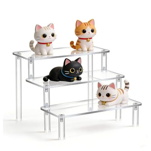 Acrylic Display Risers, 3 Tier Acrylic Display Stands, Clear Cupcake Stand HoldersAcrylic Shelf Risers, Perfume Stand Organizer for POP Figure, Food, Tabletop Use