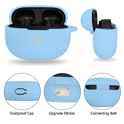Coque Beats Studio Buds 2021 silicone souple bleu ciel cœur