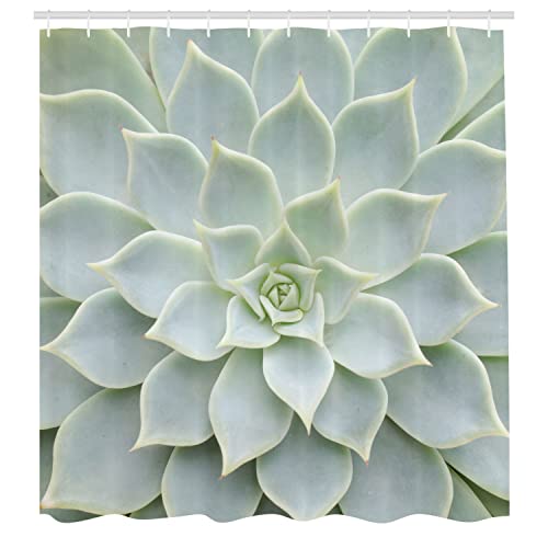 Ambesonne Cactus Shower Curtain, Cactus Plant Flower Close Up View Photo Image Desert Mexican Hot Natural Plant Art, Cloth Fabric Bathroom Decor Set With Hooks, 69" W X 84" L, Sage Green #TOP13