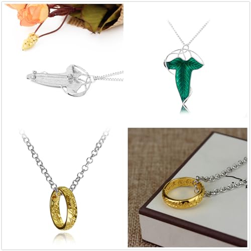 JinYu 4 Pcs Lord. Leaf Necklace Princess Chain Broken Sword Necklace for Men Women4