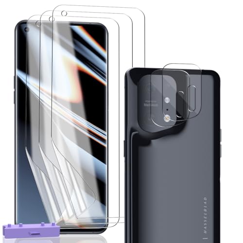 Zerrshoo Protector de Pantalla para Oppo Find X5, Película de TPU Hidrogel Flexible 3 Piezas y Cristal Templado Protector Cámara 2 Piezas, Anti-Arañazos HD Claro Película Protectora