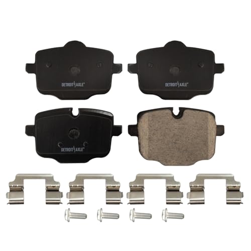 Image of Detroit Axle - Rear Brake Kit for BMW 530e 530i 540i 740e 740i 745e 750i 840i M550i xDrive Gran Turismo Coupe iX X3 X4 X5 X6 X7, Drilled Brake Rotors Ceramic Brake Pads Replacement: 13.58 inch inch