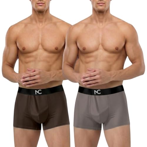 Image of MC Men's Microfiber Boxer Briefs for Men | Ultra Soft, Breathable, Stretchable Innerwear | Moisture-Wicking Trunks | Comfortable Elastic Waistband | Pack of 2