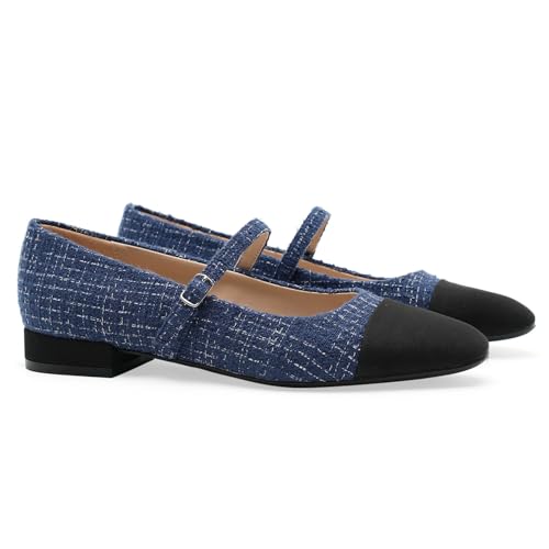 Image of Women's Comfortable Leather Mary Jane Flats Walking Shoes Cute Business Casual Dress Work Shoes