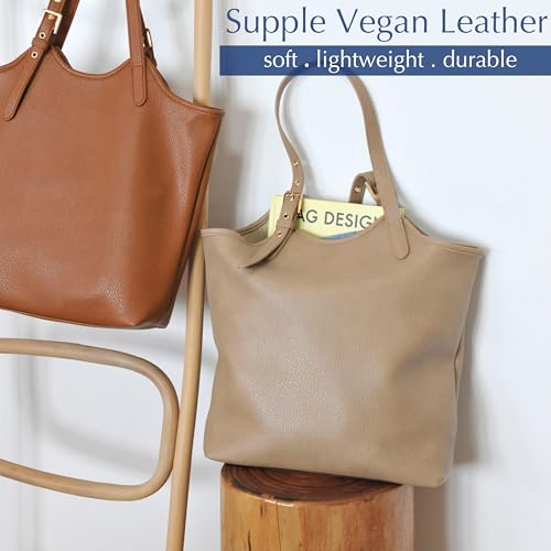 Image of HOXIS Tote Bag for Women with Adjustable Handles Soft Vegan Leather Shoulder Handbag for Work, Travel & Everyday Use