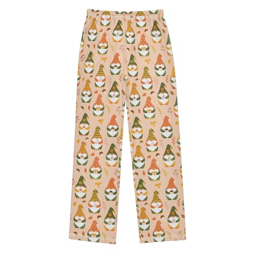 Autumn Gnome Mushroom Boys Long Pants Soft Trousers Elastic Waist Kids Lounge Bottoms with Pockets S-XL