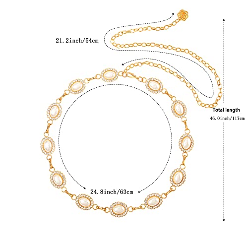 WELROG Metal Waist Chain Belt for Women - Pearls Gold Silver Chain Belts for Dresses Jeans2