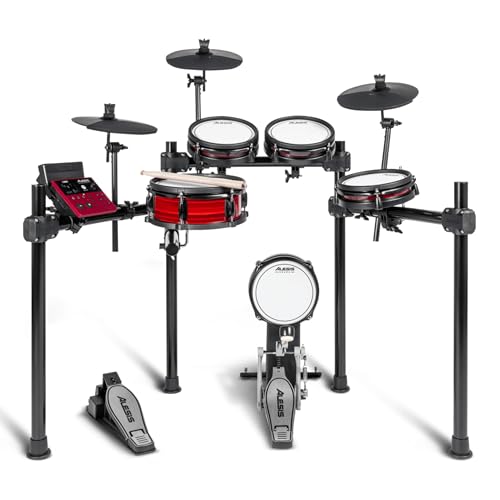 Alesis Nitro Pro - Set de Batería Electrónica con Parches de Malla Doble Zona, 500+ Sonidos BFD, Bluetooth, Drumeo, MIDI USB, Compatible con Doble Pedal