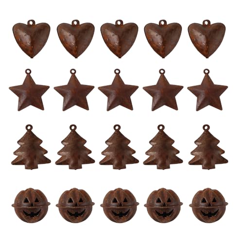 NOIAFZY 20pc Vintage Heart Jingle Bells - Rustic Metal for DIY Crafts and Festive Decor