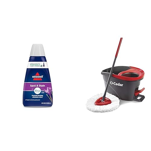 Bissell Spot & Stain con fórmula Febreze Freshness Spring & Renewal, 7149, 32 onzas y mopa giratoria de microfibra O-Cedar EasyWring, sistema de