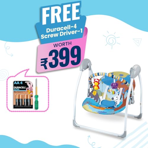 Image of Infantso Automatic Baby Swing Rocker with Hanging Toys and Remote Control for Newborn Baby - Foldable with Speed Adjustment and Safety Harness (Blue)