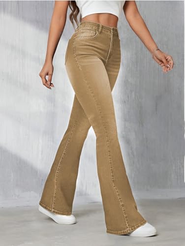Image of Ben Martin Women's High Waist Jeans || Flared Bell Bottom Bootcut Pants || Wide Leg Stretch Denim - Perfect for Travel, Party & Everyday Use Sizes 26 to 40 (0)