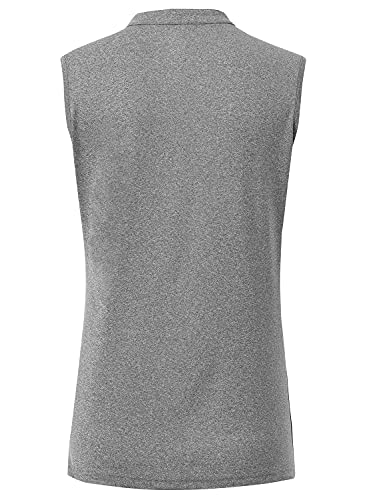 Image of BGOWATU Women's Golf Polo T-Shirts Sleeveless V Neck Collarless Tennis Shirts UV Protection Quick Dry Lightweight