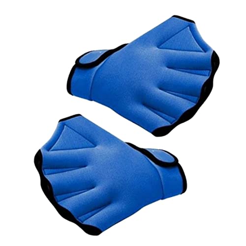 Joygoodta Swimming Hand Paddles Training Swimming Gloves Fingerless Webbed Water Resistance 1 Pair Gloves Blue Hand Paddles