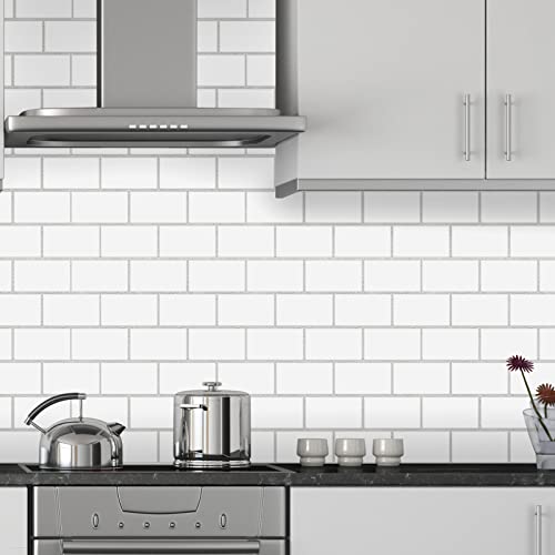Urcolor 10-Sheet Subway Tile Peel And Stick Backsplash For Kitchen,12"X12" Self Adhesive Wall Tiles On Back Splashes For Bathroom White #TOP1