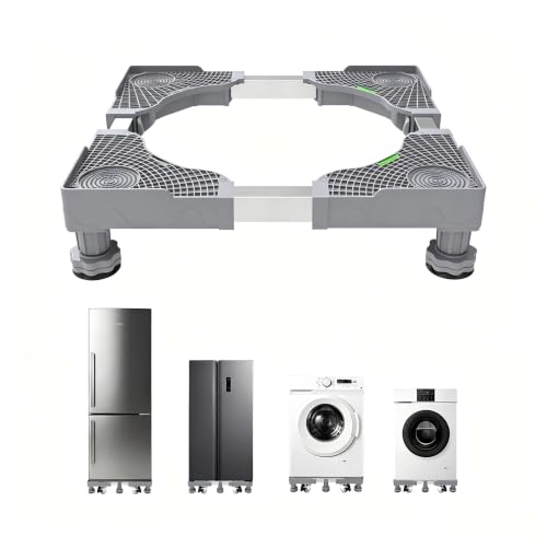 Image of EclatBain Mini Fridge Stand With 6 Strong Feet Universal Washer and Dryer Pedestals 16.5 inch-26.7 inch Adjustable Appliance for Fridge Stand,Washing Machine Stand, Dryer Stand, Laundry Pedestal (GRAY)